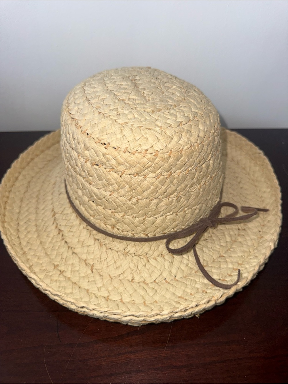 Women’s Beige Straw Hat Wide Brim Solid One Size Spring Summer Sun Hat
